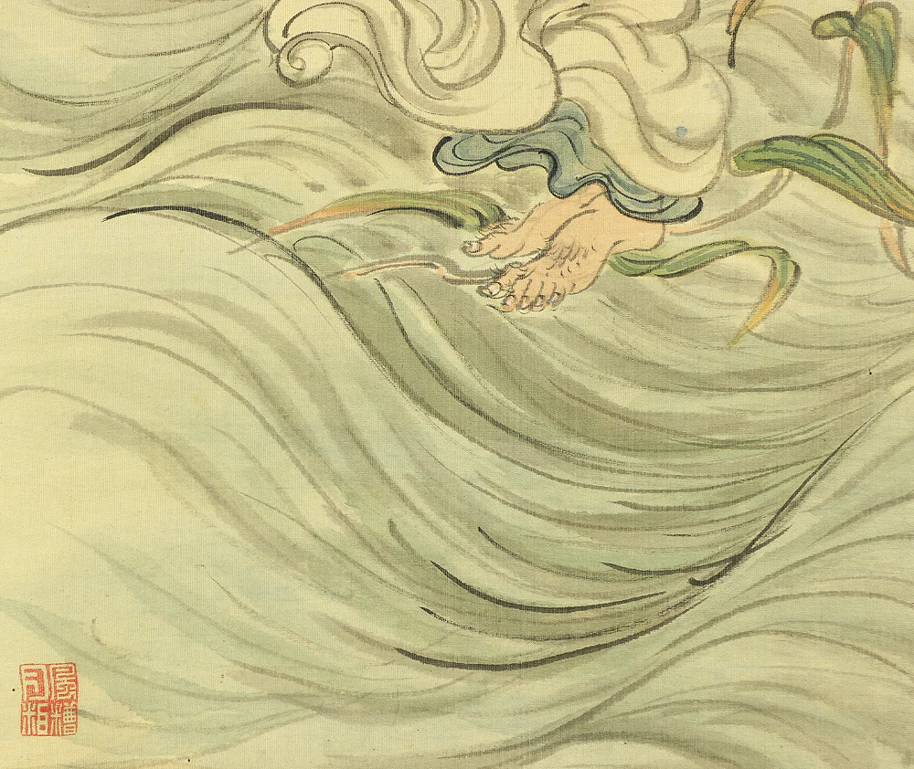 藤本鉄石 Fujimoto Tesseki (1816-1863) Japanese antique art kakejiku kakemono wall hanging scroll / 蘆葉達磨 Royo Daruma (Bodhidharma on Reed) with Box RC219 - Image 12