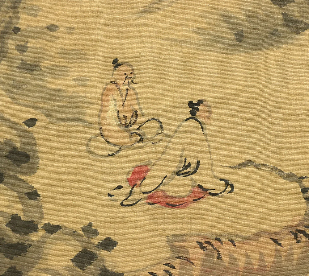 藤本鉄石 Fujimoto Tesseki (1816-1863) Japanese antique art kakejiku kakemono wall hanging scroll / Willow and Sage Landscape Sansui A944 - Image 10