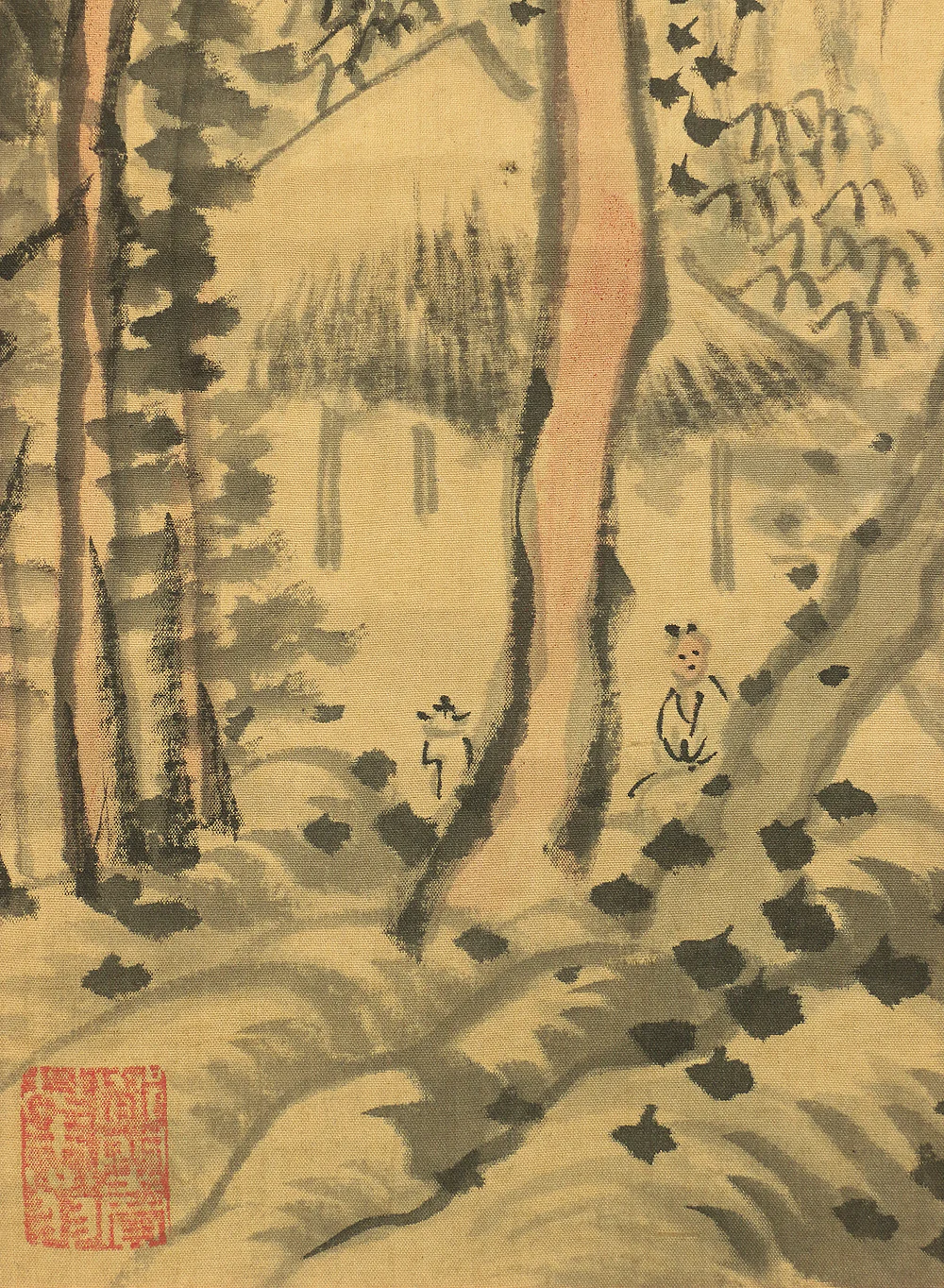藤本鉄石 Fujimoto Tesseki (1816-1863) Japanese antique art kakejiku kakemono wall hanging scroll / Willow and Sage Landscape Sansui A944 - Image 11