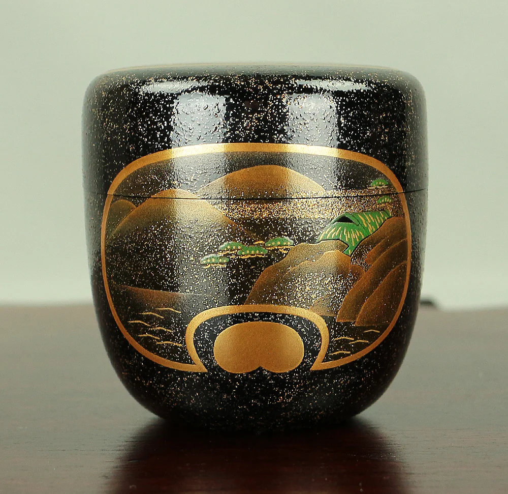 藤原昭二 Fujiwara Shoji (b1964) Gold Makie lacquered 'Pine Tree, Wave, and Boat Scenery' Natsume Tea Caddy / Japanese tea ceremony utensil with Original Box (Tomobako) VA206 - Image 22