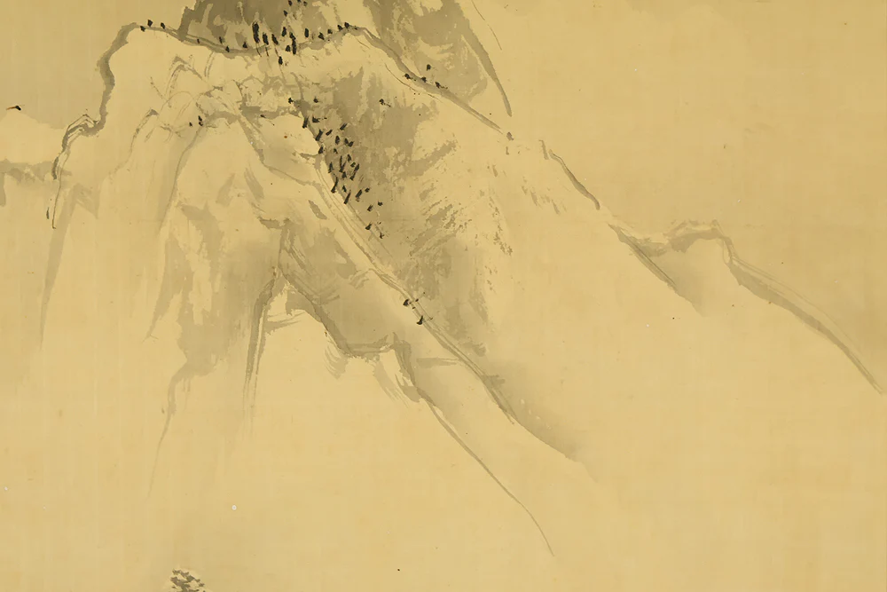福井江亭 Fukui Kotei (1866-1937) Japanese art kakejiku kakemono wall hanging scroll / Sansui Snowy Landscapes with Original Box (Tomobako) RE953 - Image 7
