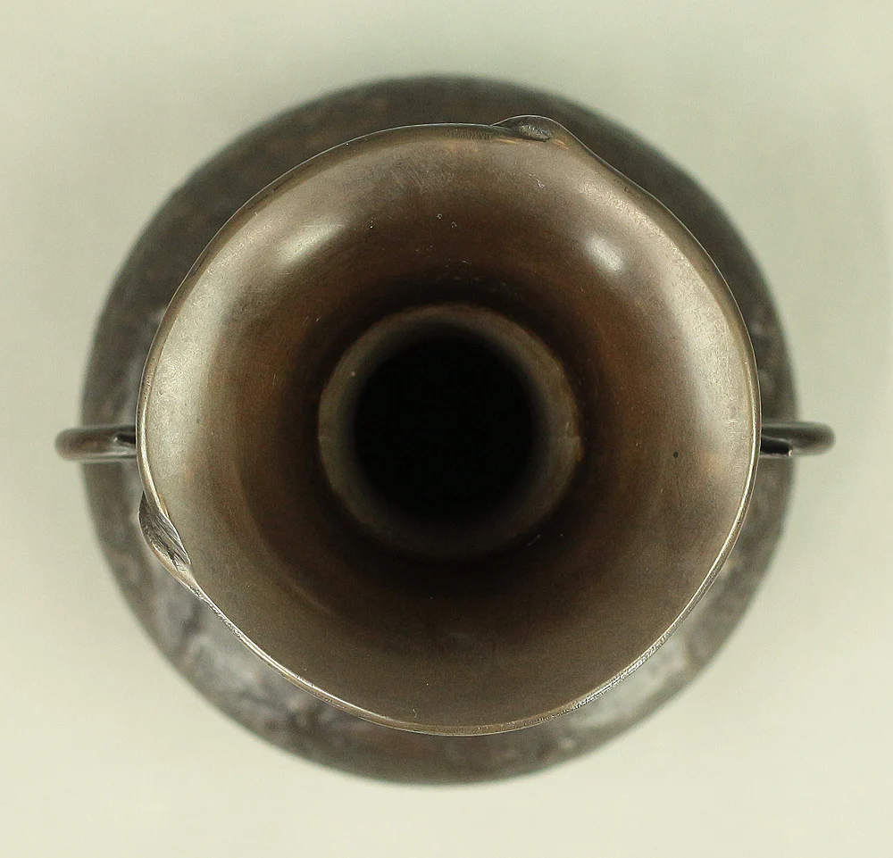 福島宗秀 Fukushima Soshu (b 1948) Dragon Coil Lost-Wax Bronze Flower Vase with Original Box (Tomobako) VA475 - Image 22