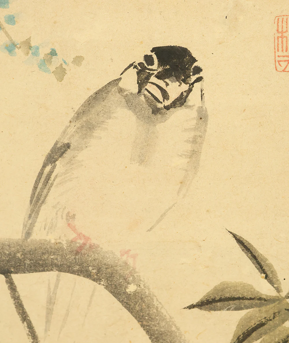 古市金峨 Furuichi Kinga (1805-1880) 岡本金波 Okamoto Kinpa (1823-1896) Japanese art Paired kakejiku kakemono wall hanging scrolls / Collaboration work - Java Sparrow, Spring Wisteria Flowers Autumn Silver Grass with Box RE607 - Image 8