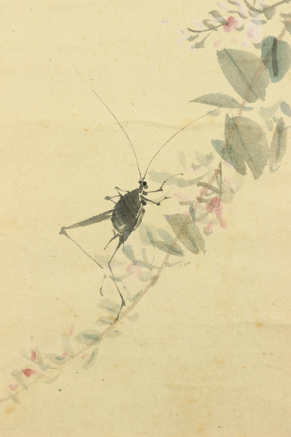 古市金峨 Furuichi Kinga Japanese antique art Paired kakejiku kakemono wall hanging scrolls / Rising Sun, Flying Crow, Moon, Cricket, and Autumn Flowers with Box W991 - Image 17