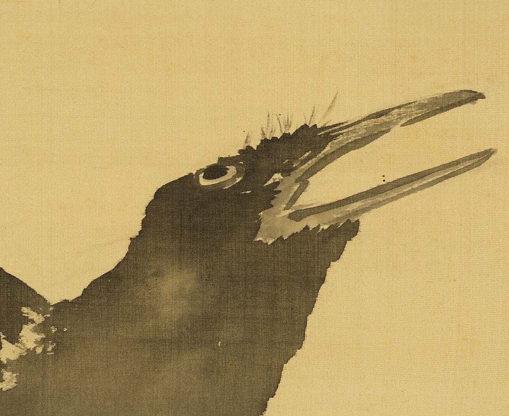 萩尾九皐 Hagio Kyuko (1862-1922) Japanese antique art kakejiku kakemono wall hanging scroll / Weeping Cherry Blossoms and Two Crows with Box RE922 - Image 13