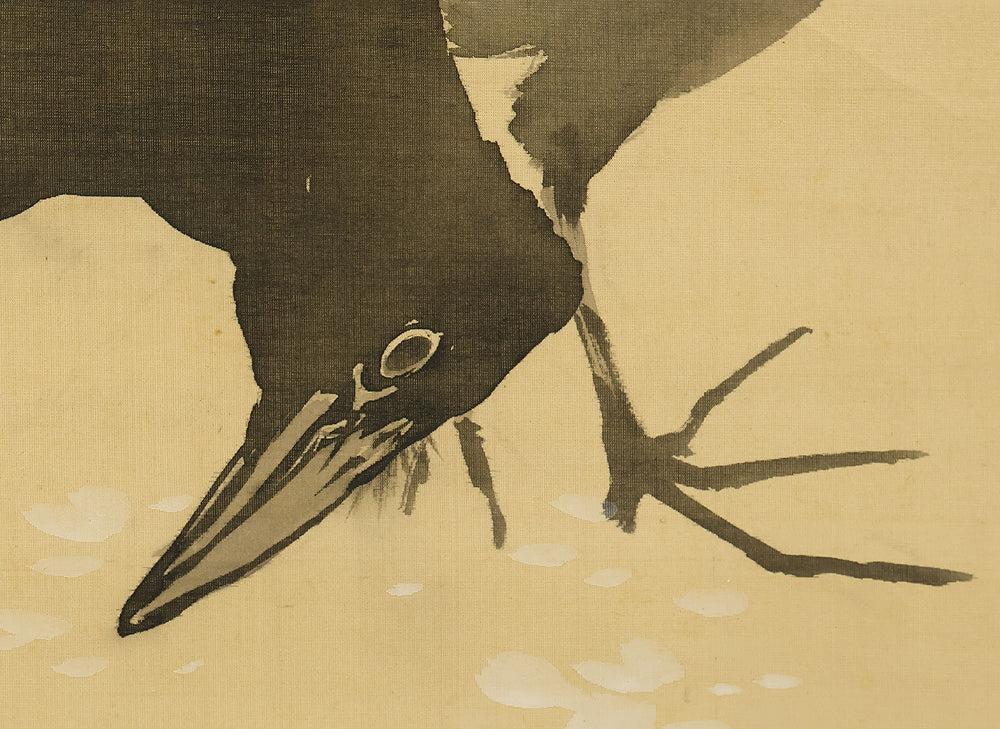 萩尾九皐 Hagio Kyuko (1862-1922) Japanese antique art kakejiku kakemono wall hanging scroll / Weeping Cherry Blossoms and Two Crows with Box RE922 - Image 15
