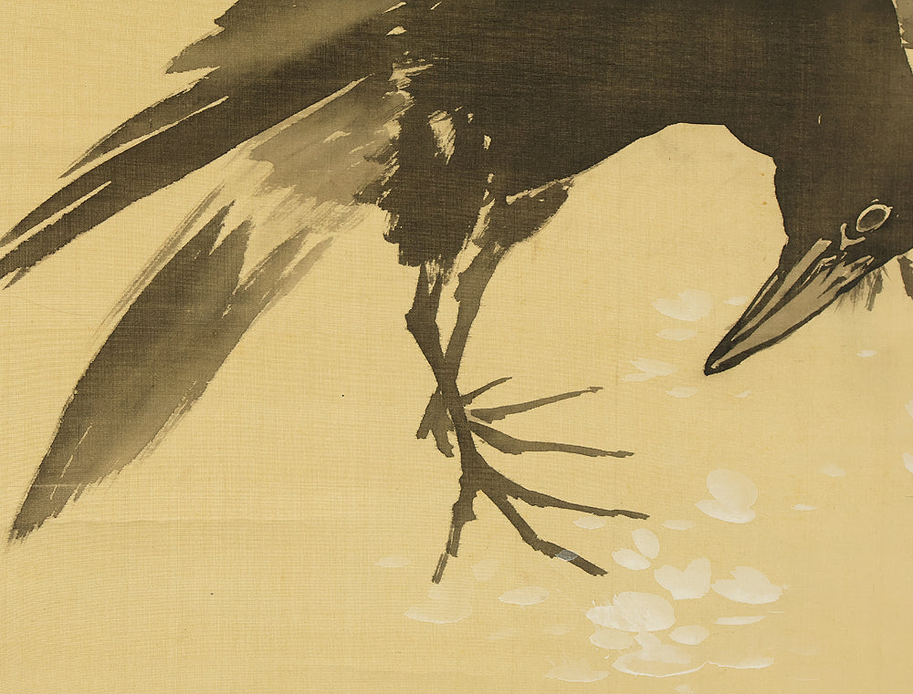 萩尾九皐 Hagio Kyuko (1862-1922) Japanese antique art kakejiku kakemono wall hanging scroll / Weeping Cherry Blossoms and Two Crows with Box RE922 - Image 17