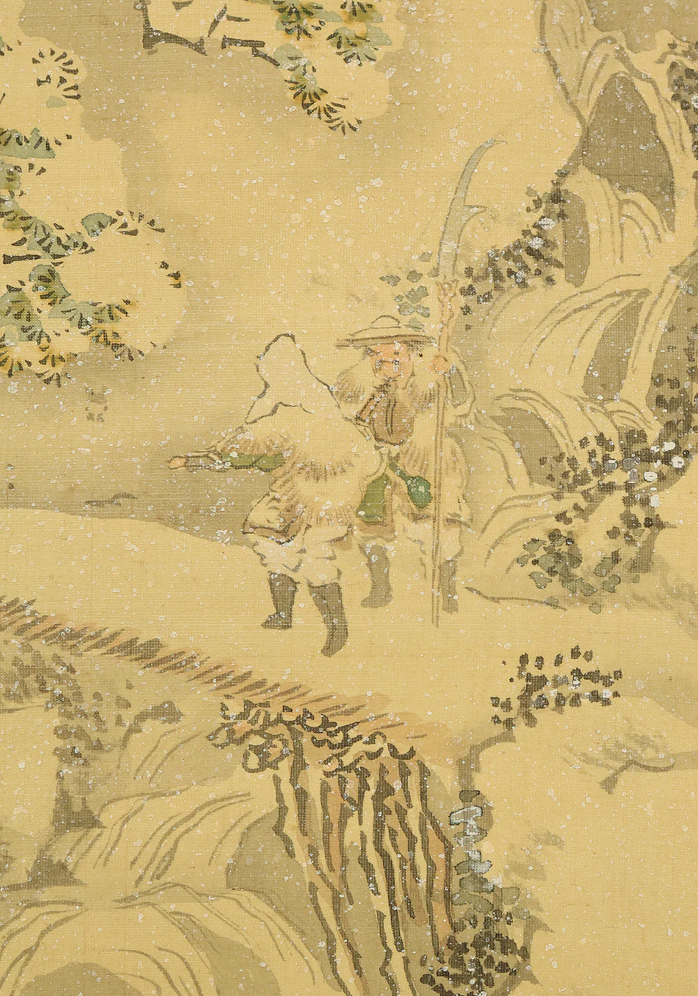 春木南溟 Haruki Nanmei (1795-1878) Japanese antique art kakejiku kakemono wall hanging scroll / 三顧 Sanko - Winter Landscape Armed Warriors Visiting House with Box RE934 - Image 17