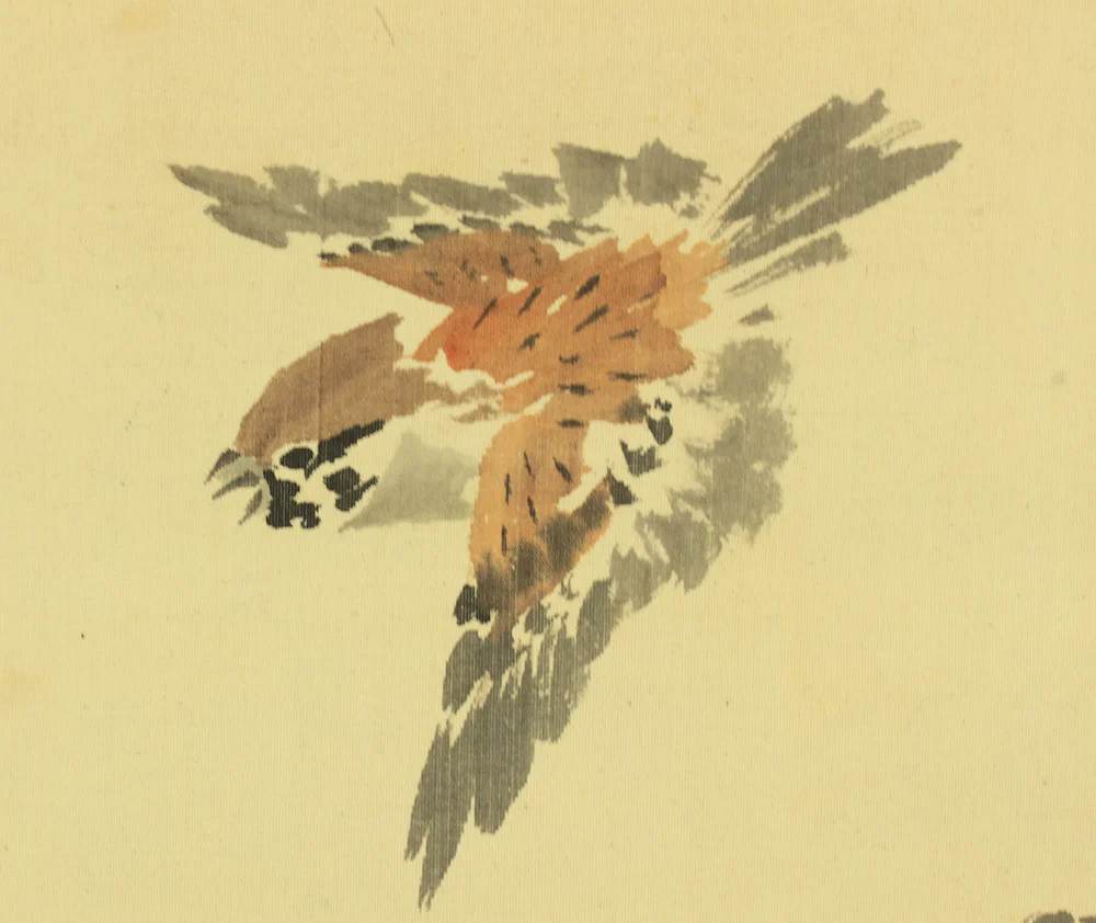 姫島竹外 Himejima Chikugai (1840-1928) Japanese antique art kakejiku kakemono wall hanging scroll / Sparrow and Bamboo with Appraised Box RD364 - Image 9