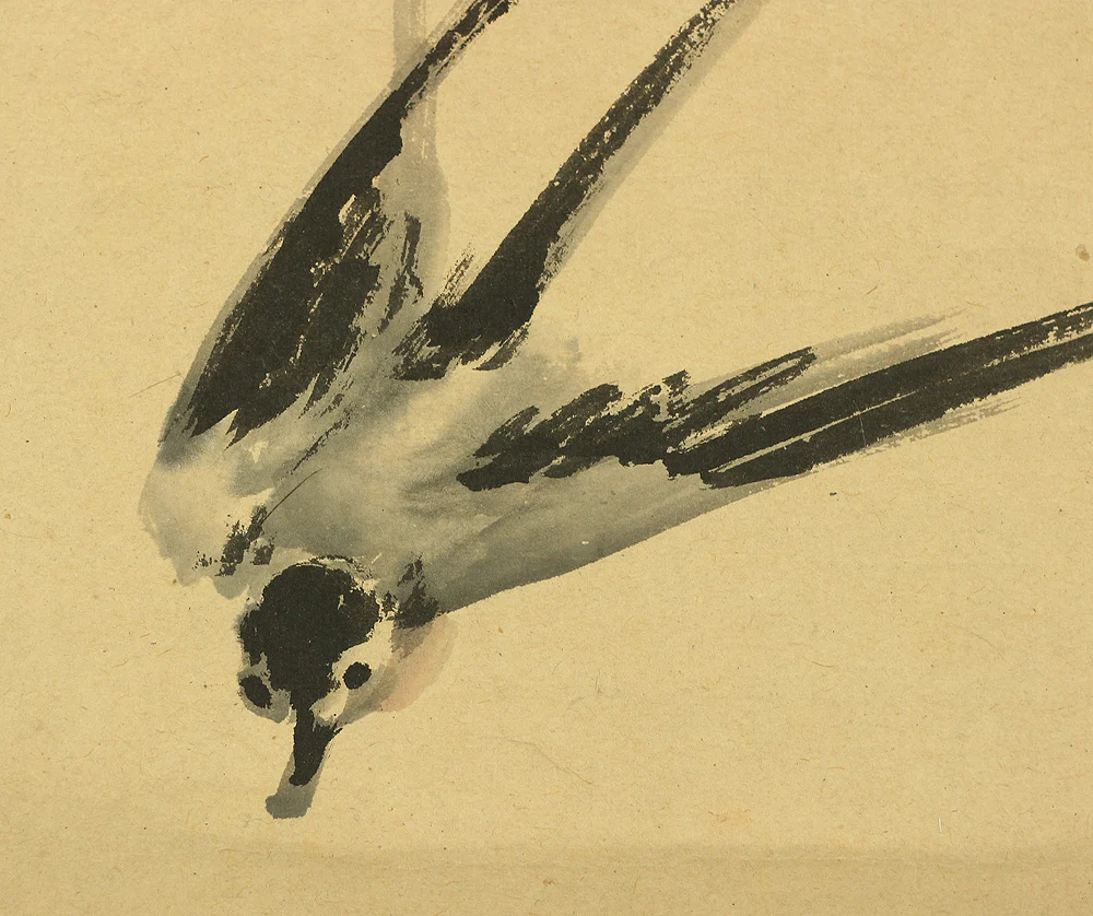 日根対山 Hine Taizan (1813-1869) Japanese antique art kakejiku kakemono wall hanging scroll / Two Swallows and Willow with Box RA661 - Image 11