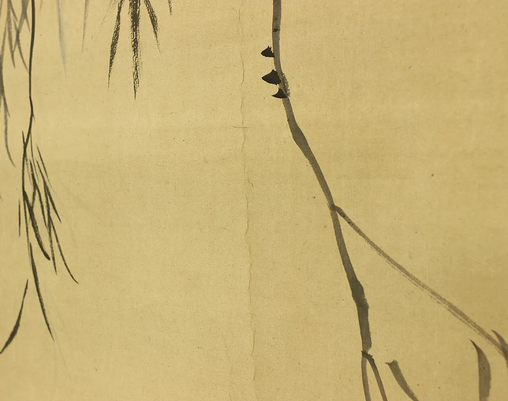 日根対山 Hine Taizan (1813-1869) Japanese antique art kakejiku kakemono wall hanging scroll / Two Swallows and Willow with Box RA661 - Image 13