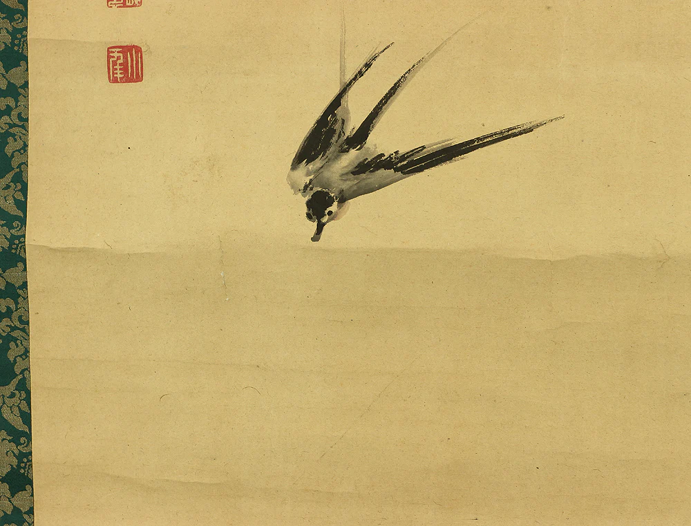 日根対山 Hine Taizan (1813-1869) Japanese antique art kakejiku kakemono wall hanging scroll / Two Swallows and Willow with Box RA661 - Image 14