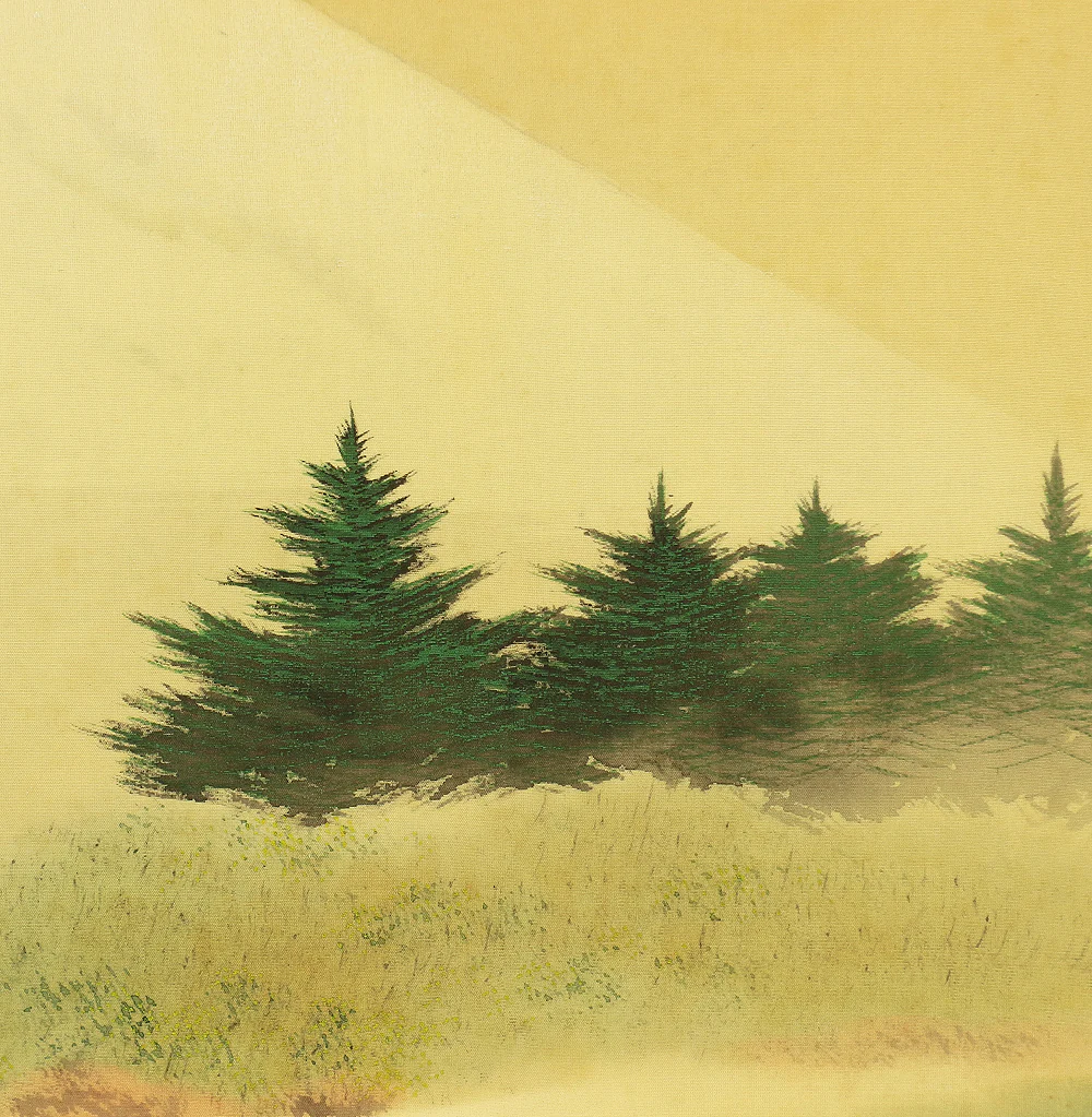 平井楳仙 Hirai Baisen (1889-1969) Japanese art kakejiku kakemono wall hanging scroll / Mt. Fuji Fresh Green with Original Box (Tomobako) RB553 - Image 6