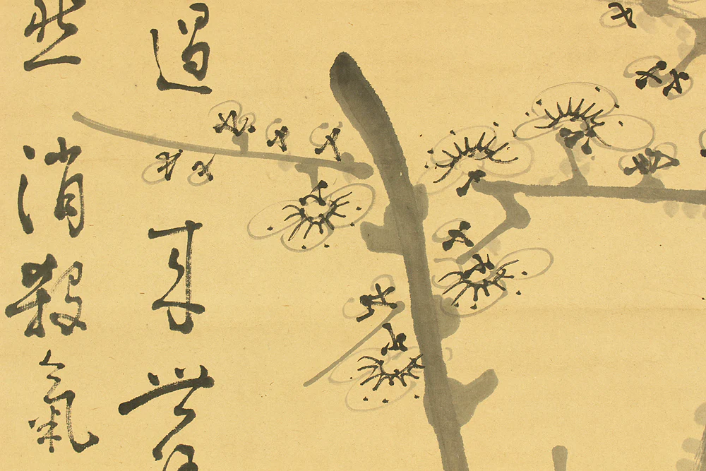 平野五岳 Hirano Gogaku (1811-1893) Japanese antique art kakejiku kakemono wall hanging scroll / Suiboku Ink Painting White Plum Tree RD219 - Image 12