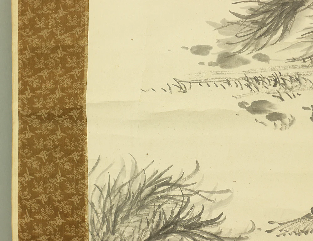 平野五岳 Hirano Gogaku (1811-1893) Japanese antique art kakejiku kakemono wall hanging scroll / Ferryboat and Mountain Village in Windy Day Sansui Landscape RB308 - Image 17