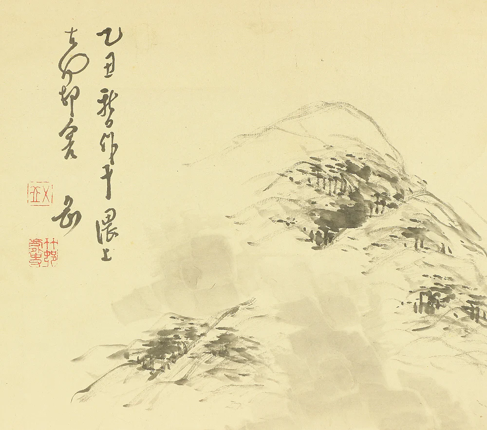 平野五岳 Hirano Gogaku (1811-1893) Japanese antique art kakejiku kakemono wall hanging scroll / Ferryboat and Mountain Village in Windy Day Sansui Landscape RB308 - Image 6