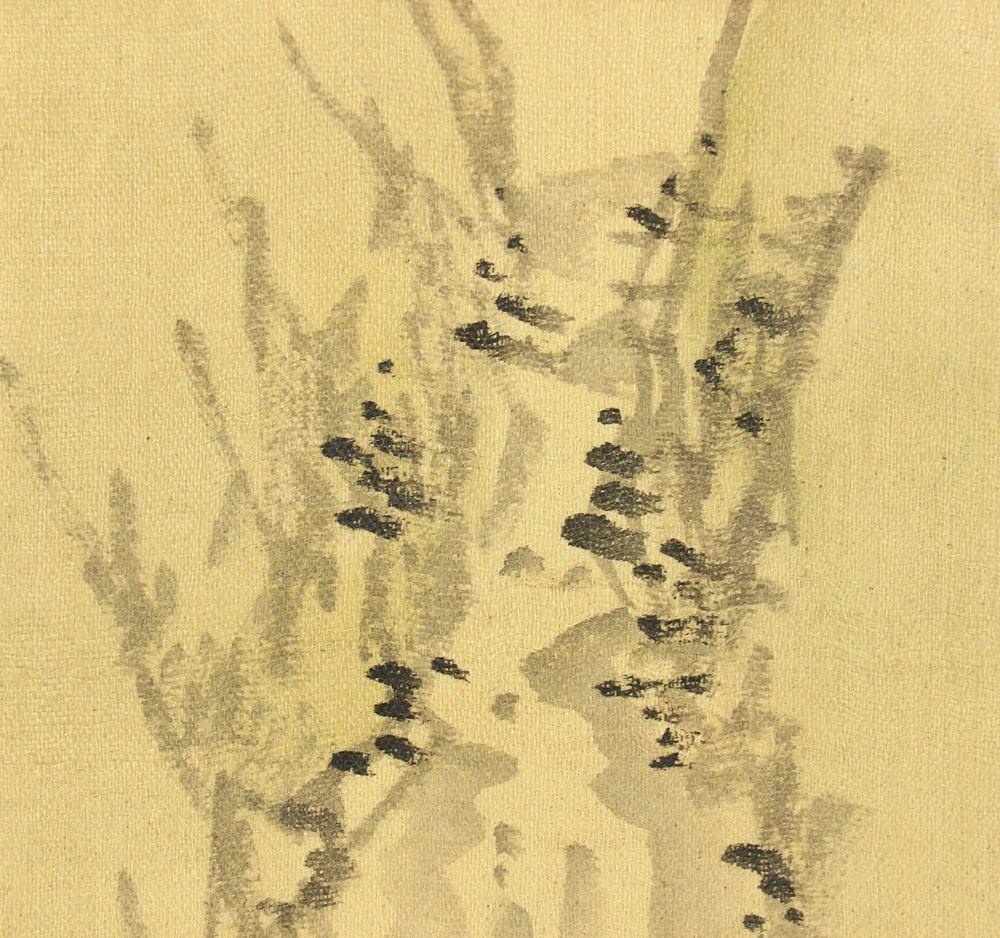 平野五岳 Hirano Gogaku (1811-1893) Japanese antique art kakejiku kakemono wall hanging scroll / White Satin - Wise Man Waterfall Viewing Landscape RD304 - Image 8