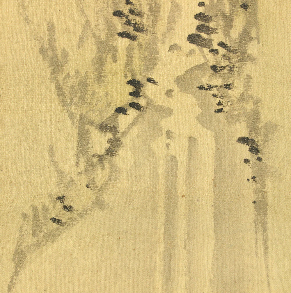 平野五岳 Hirano Gogaku (1811-1893) Japanese antique art kakejiku kakemono wall hanging scroll / White Satin - Wise Man Waterfall Viewing Landscape RD304 - Image 9