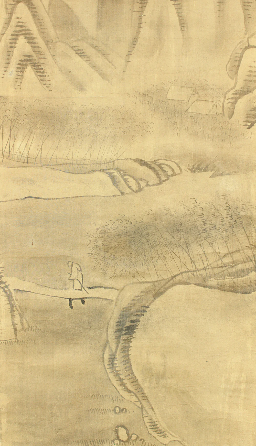 平野五岳 Hirano Gogaku (1811-1893) Japanese antique art kakejiku kakemono wall hanging scroll / Mountain River Bamboo Forest Landscape, Wise Man Crossing Bridge RC892 - Image 10