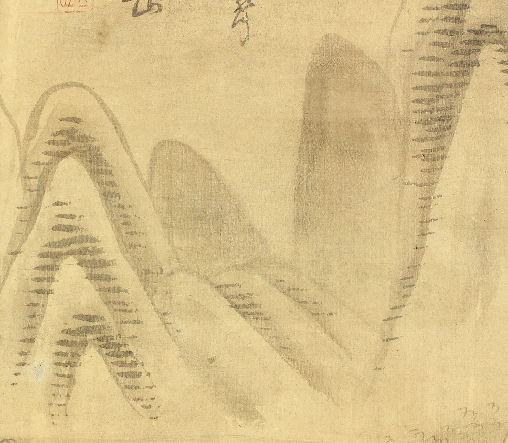 平野五岳 Hirano Gogaku (1811-1893) Japanese antique art kakejiku kakemono wall hanging scroll / Mountain River Bamboo Forest Landscape, Wise Man Crossing Bridge RC892 - Image 9
