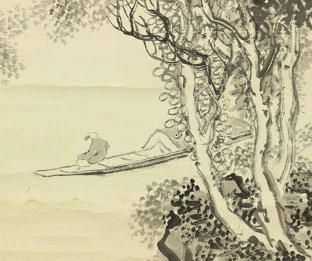 帆足杏雨 Hoashi Kyou (1810-1884) Japanese antique art kakejiku kakemono wall hanging scroll / Sansui Landscape Boat with Box RB518 - Image 11