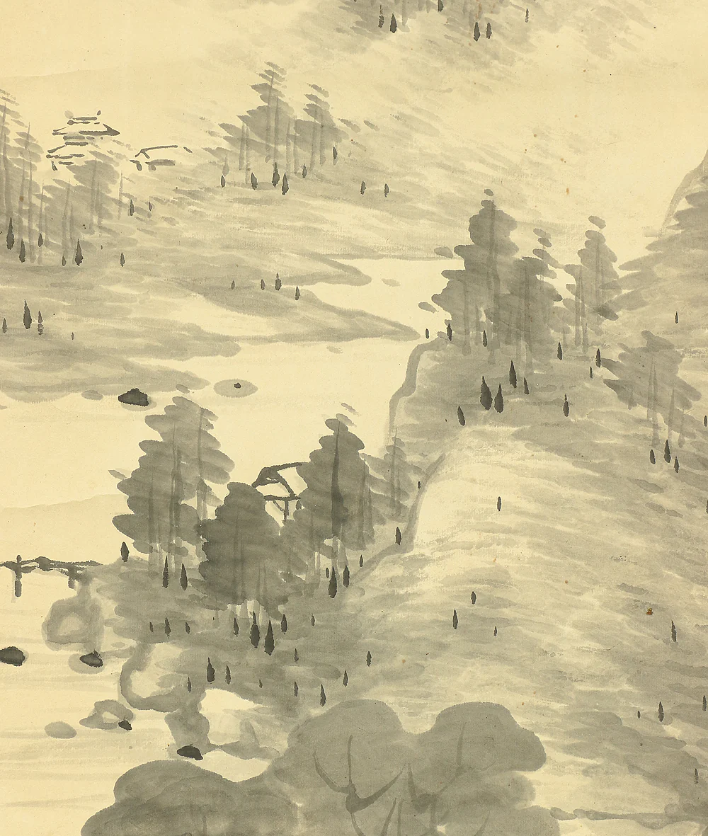 古川秋蓬 Hurukawa Shuho (1851-1926) Japanese antique art kakejiku kakemono wall hanging scroll / Ink Landscape Sansui Waterside Hut RB339 - Image 10