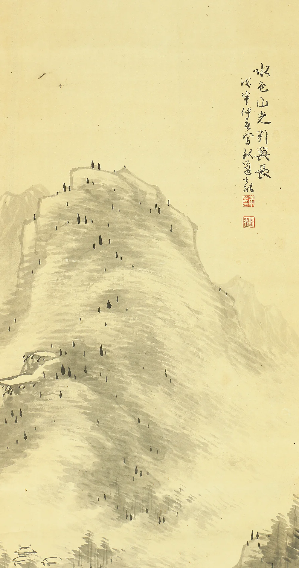 古川秋蓬 Hurukawa Shuho (1851-1926) Japanese antique art kakejiku kakemono wall hanging scroll / Ink Landscape Sansui Waterside Hut RB339 - Image 5