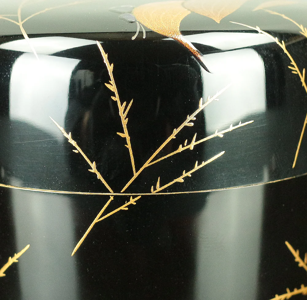 伊川敬三 Igawa Keizo Wajima Nuri lacquerware 'Asiatic Dayflower Makie Middle Natsume' Tea Caddy with Original Box (Tomobako) VA484 - Image 13