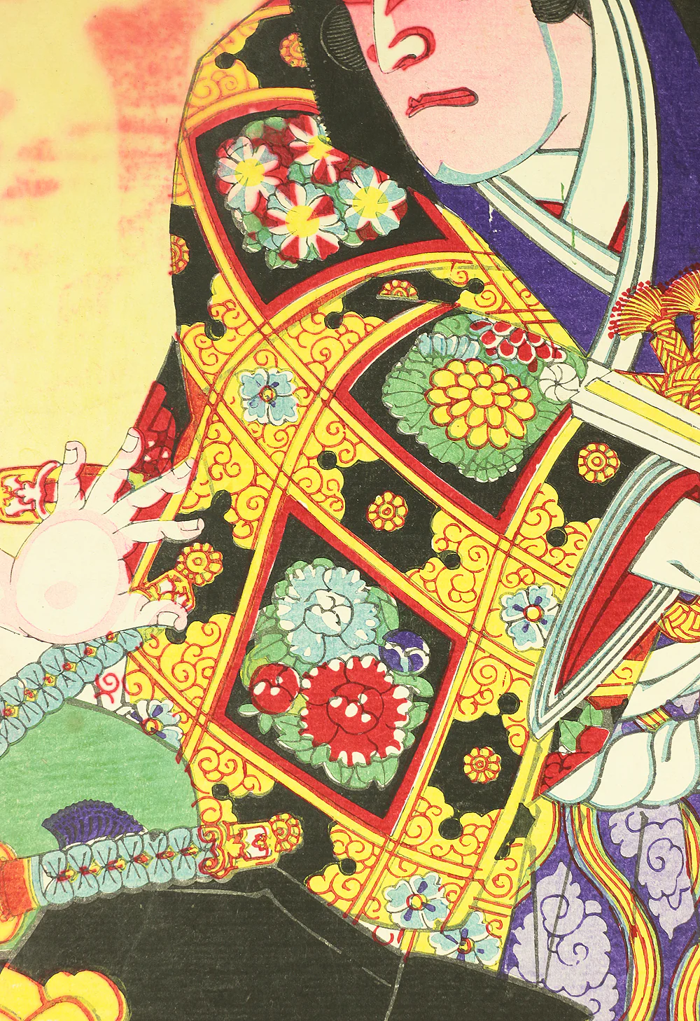 歌川国貞 III Utagawa Kunisada III / Hosai (1848-1920) Japanese antique art Triptych Original Ukiyo-e woodblock prints / Kabuki Actors - 明治座中幕源平魁躑躅 Meijiza Chumaku Genpei Sakigake Tsusuji OW122 - Image 13