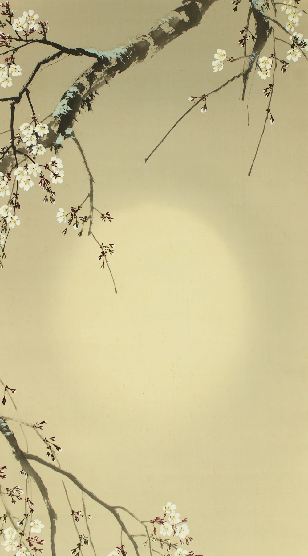 今井景樹 Imai Keiju (1891-1967) Japanese art kakejiku kakemono wall hanging scroll / Hazy Moon and Weeping Cherry Blossoms with Original Box (Tomobako) RD242 - Image 4