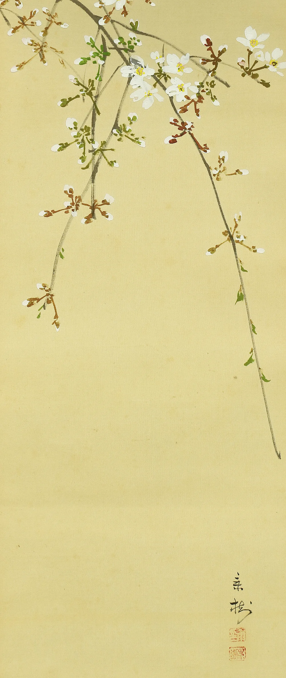 今井景樹 Imai Keiju (1891-1967) Japanese art kakejiku kakemono wall hanging scroll / Hazy Moon & Weeping Cherry A368 - Image 6