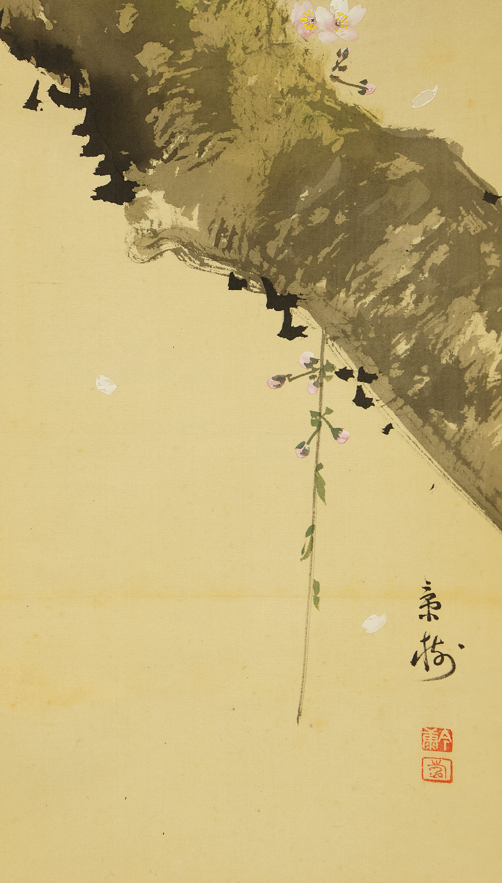 今井景樹 Imai Keiju (1891-1967) Japanese art kakejiku kakemono wall hanging scroll / Weeping Cherry Blossoms and Hazy Moon with Original Box (Tomobako) RE946 - Image 11