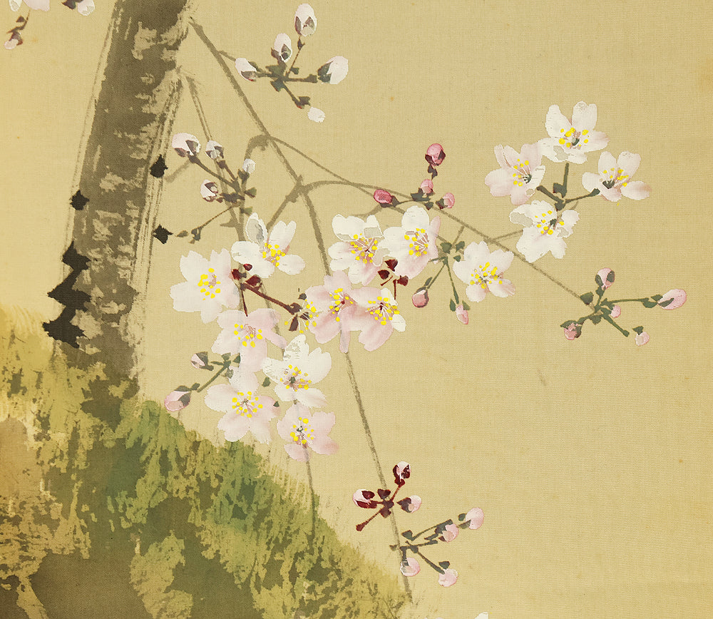 今井景樹 Imai Keiju (1891-1967) Japanese art kakejiku kakemono wall hanging scroll / Weeping Cherry Blossoms and Hazy Moon with Original Box (Tomobako) RE946 - Image 9
