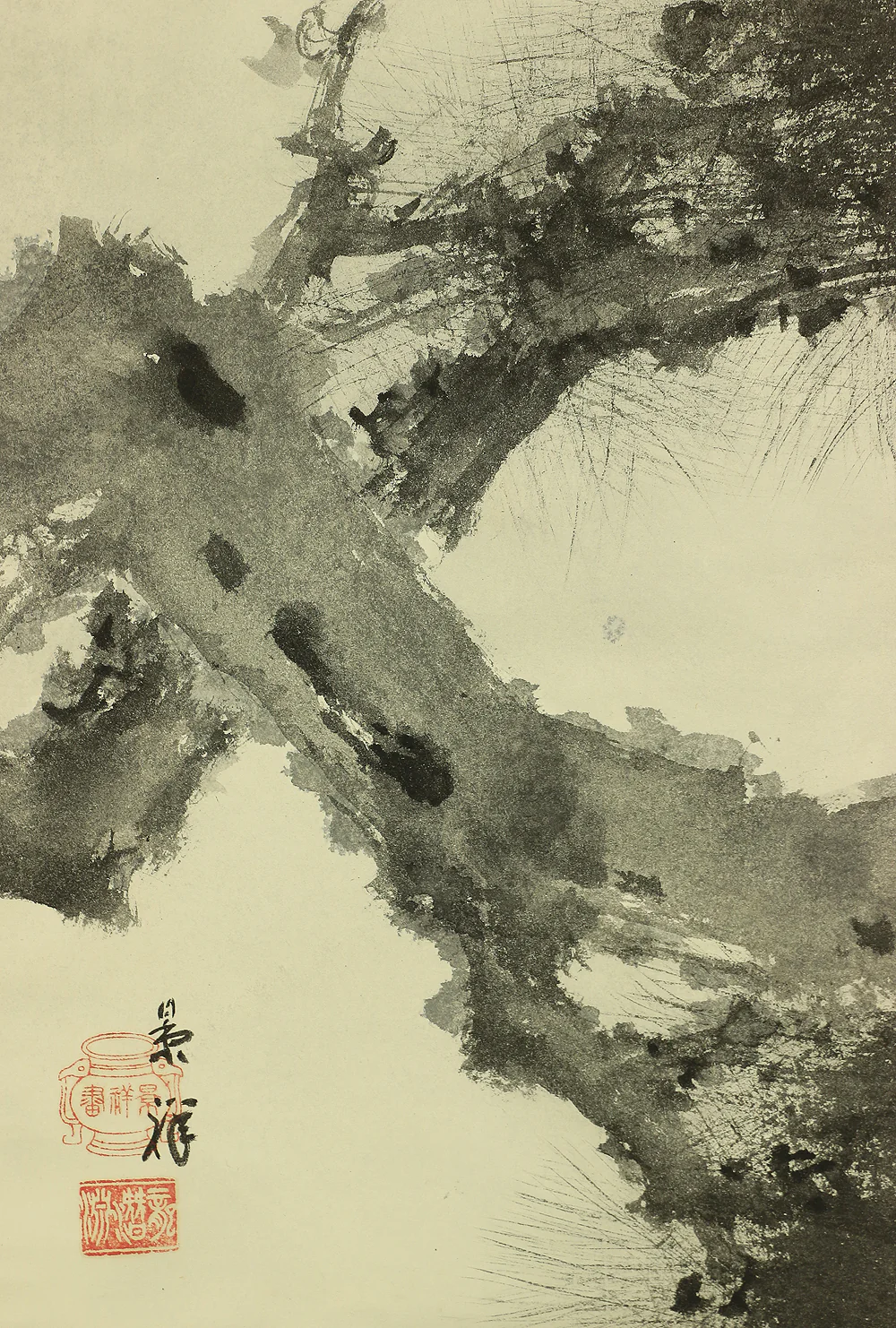 今尾景祥 Imao Keisho (1902-1993) Japanese art kakejiku kakemono wall hanging scroll / Moon and Old Pine with Original Box (Tomobako) RC429 - Image 8