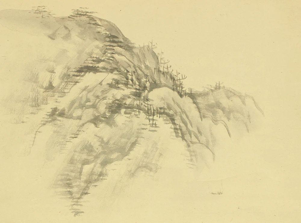 石河有麟 Ishikawa Yurin (1870-1952) Japanese art kakejiku kakemono wall hanging scroll / Crows on Bare Trees Mountains Rivers Foggy Landscapes with Box RD237 - Image 6