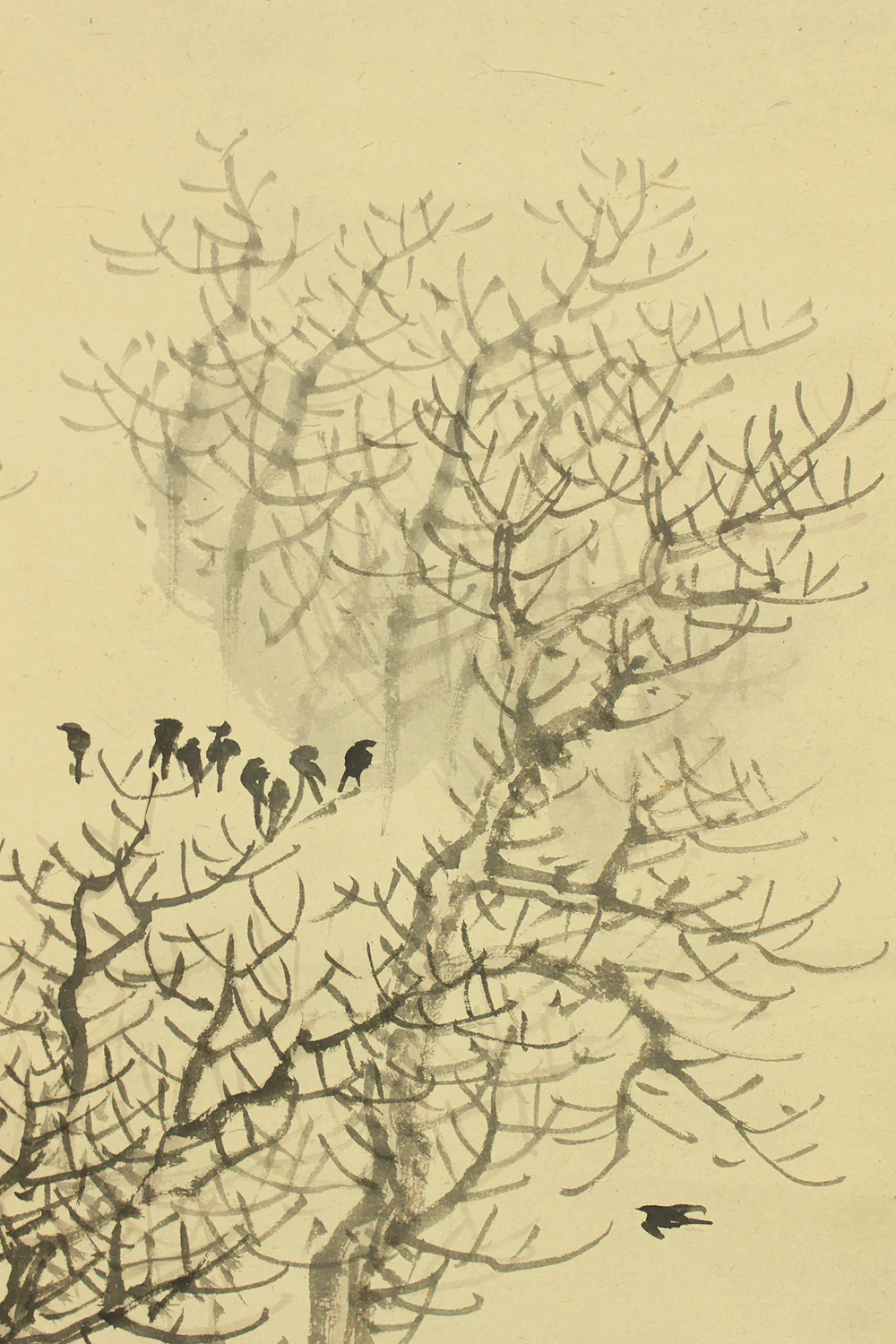 石河有麟 Ishikawa Yurin (1870-1952) Japanese art kakejiku kakemono wall hanging scroll / Crows on Bare Trees Mountains Rivers Foggy Landscapes with Box RD237 - Image 8