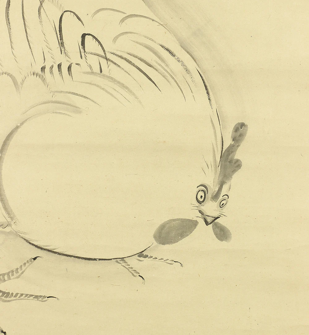 伊藤若冲 Ito Jakuchu (1716-1800) Japanese antique art Paired kakejiku kakemono wall hanging scrolls / Suiboku Ink Painting - Chickens with Box A628 - Image 22