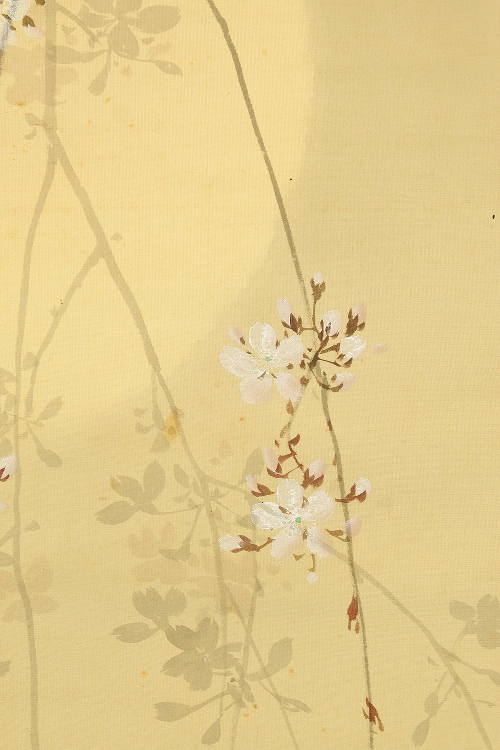 伊藤渓水 Ito Keisui (1879-1967) Japanese art paired kakejiku kakemono wall hanging scrolls / Spring Crescent Moon, Weeping Cherry Blossoms, Autumn Full Moon, and Bell Cricket Perched on Silver Grass with Box RE585 - Image 10