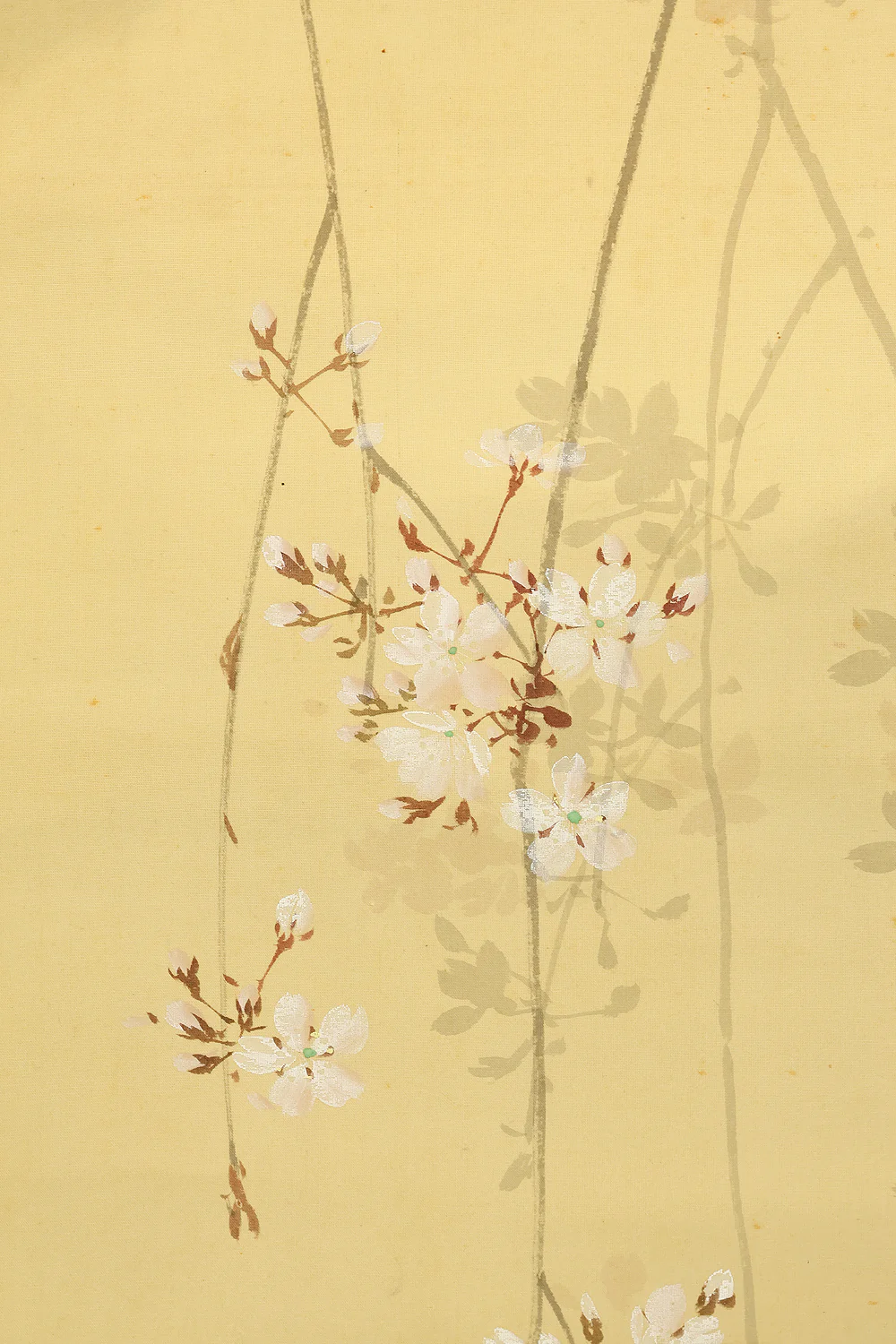 伊藤渓水 Ito Keisui (1879-1967) Japanese art paired kakejiku kakemono wall hanging scrolls / Spring Crescent Moon, Weeping Cherry Blossoms, Autumn Full Moon, and Bell Cricket Perched on Silver Grass with Box RE585 - Image 11