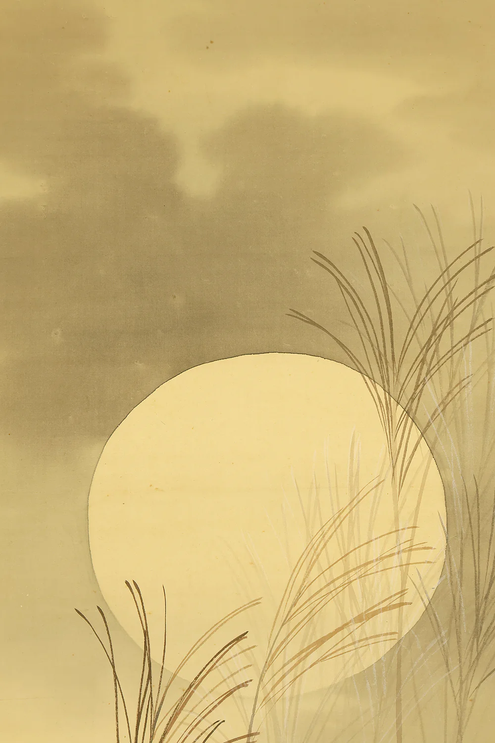 伊藤渓水 Ito Keisui (1879-1967) Japanese art paired kakejiku kakemono wall hanging scrolls / Spring Crescent Moon, Weeping Cherry Blossoms, Autumn Full Moon, and Bell Cricket Perched on Silver Grass with Box RE585 - Image 19