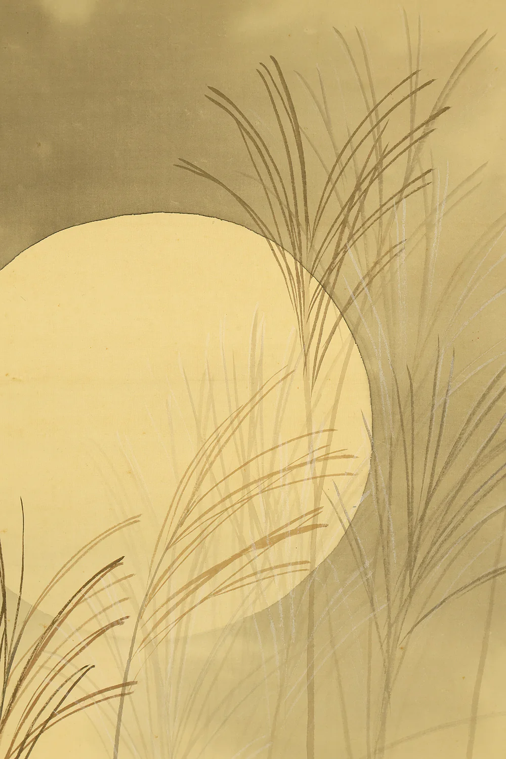 伊藤渓水 Ito Keisui (1879-1967) Japanese art paired kakejiku kakemono wall hanging scrolls / Spring Crescent Moon, Weeping Cherry Blossoms, Autumn Full Moon, and Bell Cricket Perched on Silver Grass with Box RE585 - Image 20