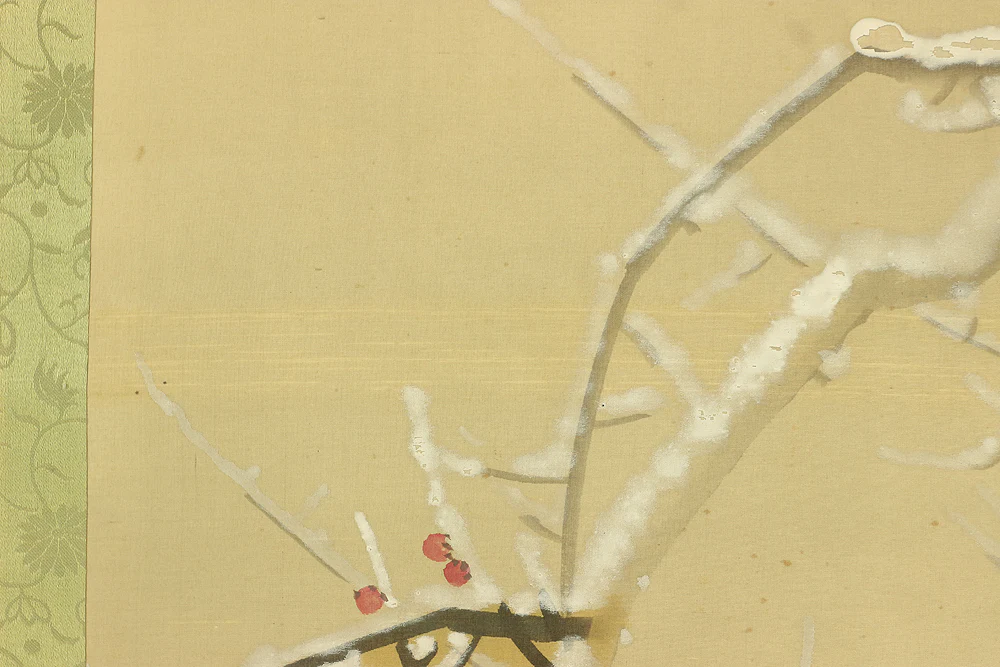 伊藤素軒 Ito Soken (1876-1956) Japanese art kakejiku kakemono wall hanging scroll / Winter Snowy Landscape, Mandarin Duck and Plum Bamboos with Box RC726 - Image 15