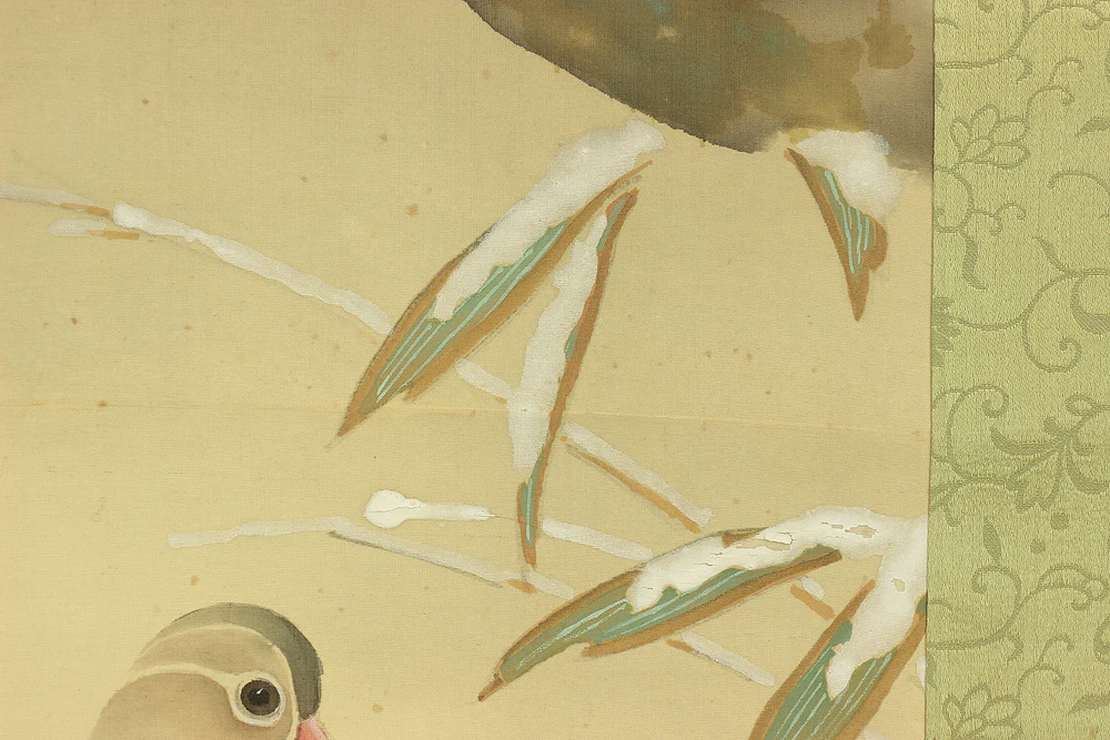 伊藤素軒 Ito Soken (1876-1956) Japanese art kakejiku kakemono wall hanging scroll / Winter Snowy Landscape, Mandarin Duck and Plum Bamboos with Box RC726 - Image 16
