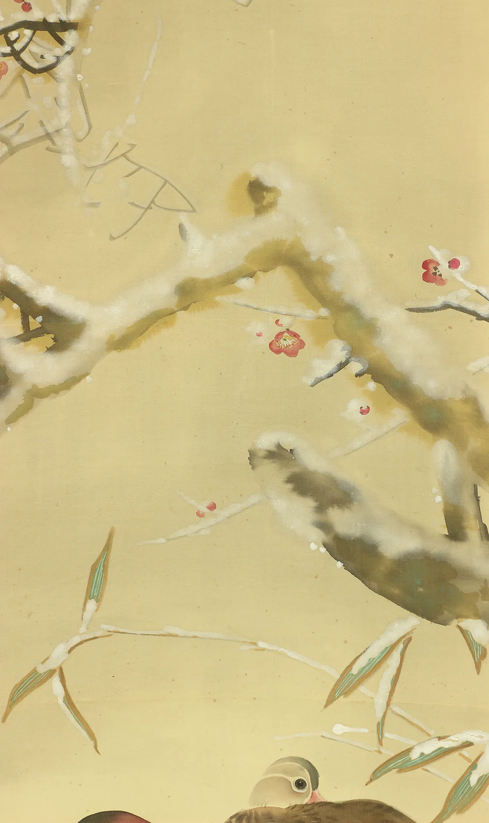 伊藤素軒 Ito Soken (1876-1956) Japanese art kakejiku kakemono wall hanging scroll / Winter Snowy Landscape, Mandarin Duck and Plum Bamboos with Box RC726 - Image 7
