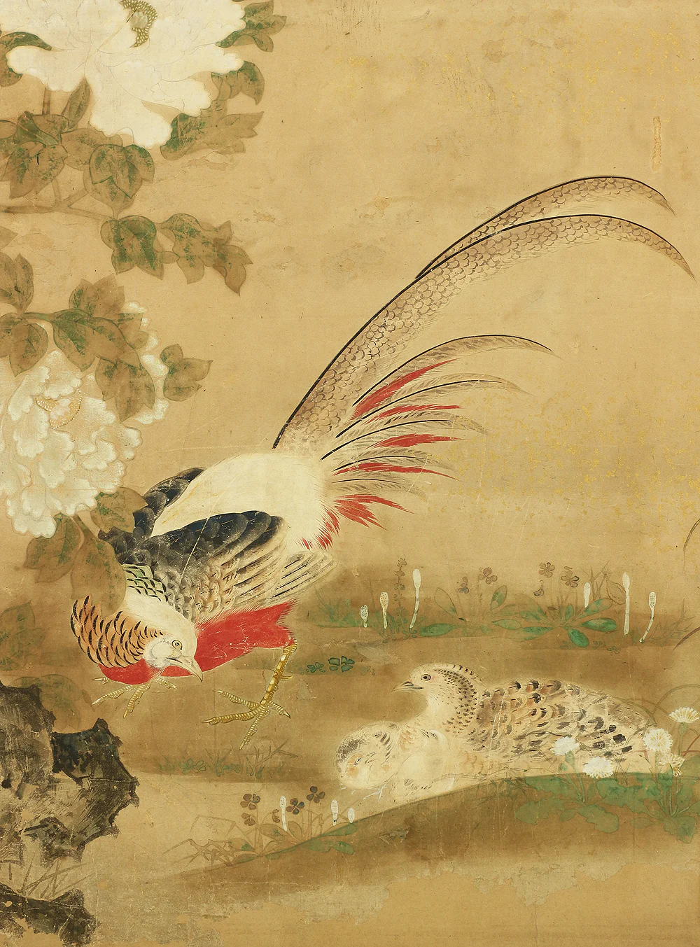 伊徳栄茂 Itoku Eimo Byobu Folding Screen Room divider Two panels / 'Cherry Blossoms, Peony, and Birds' VA352 - Image 11