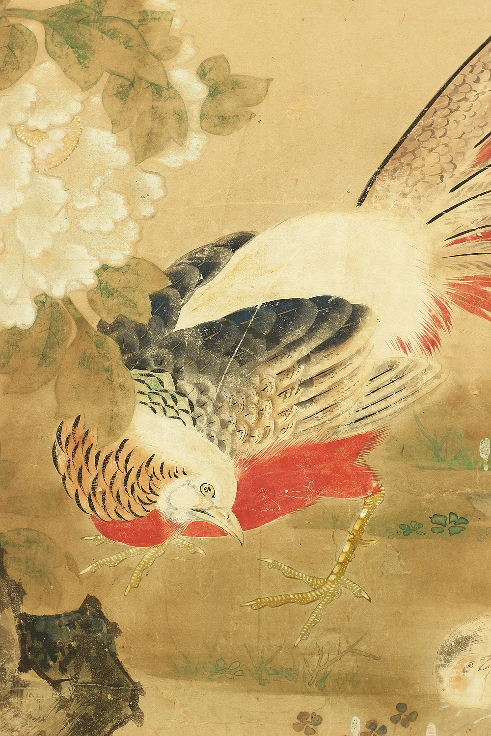 伊徳栄茂 Itoku Eimo Byobu Folding Screen Room divider Two panels / 'Cherry Blossoms, Peony, and Birds' VA352 - Image 14
