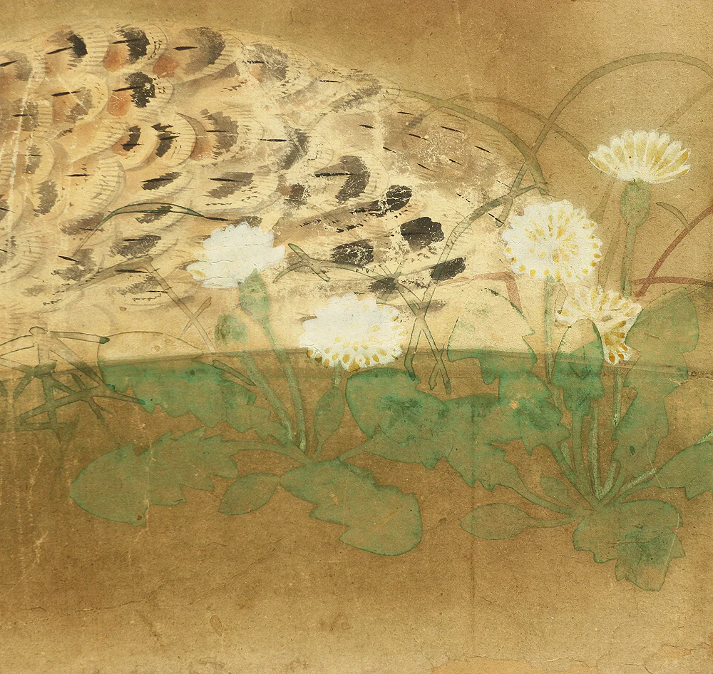 伊徳栄茂 Itoku Eimo Byobu Folding Screen Room divider Two panels / 'Cherry Blossoms, Peony, and Birds' VA352 - Image 20