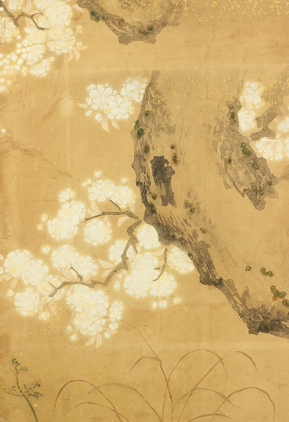 伊徳栄茂 Itoku Eimo Byobu Folding Screen Room divider Two panels / 'Cherry Blossoms, Peony, and Birds' VA352 - Image 24