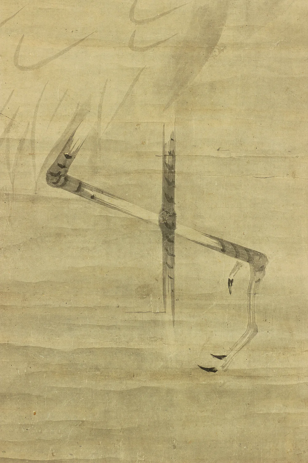 海北友松 Kaiho Yusho (1533-1615) Japanese antique art kakejiku kakemono wall hanging scroll / Suiboku Ink Twin Cranes with Box RC489 - Image 12