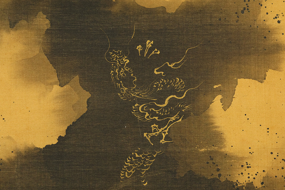 狩野永悳 Kano Eitoku (1815-1891) Japanese antique art kakejiku kakemono wall hanging scroll / Dragon Crossing Over Mount Fuji with Box RE636 - Image 10